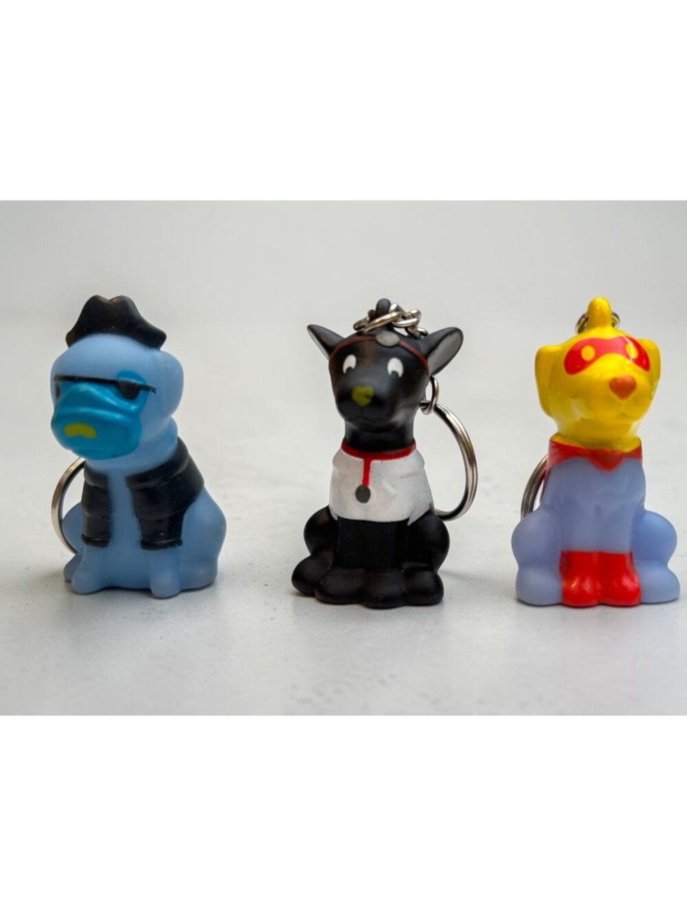 American Heart Association Set Of 3 Dog-Themed Keychains - Blue Black Yellow Des